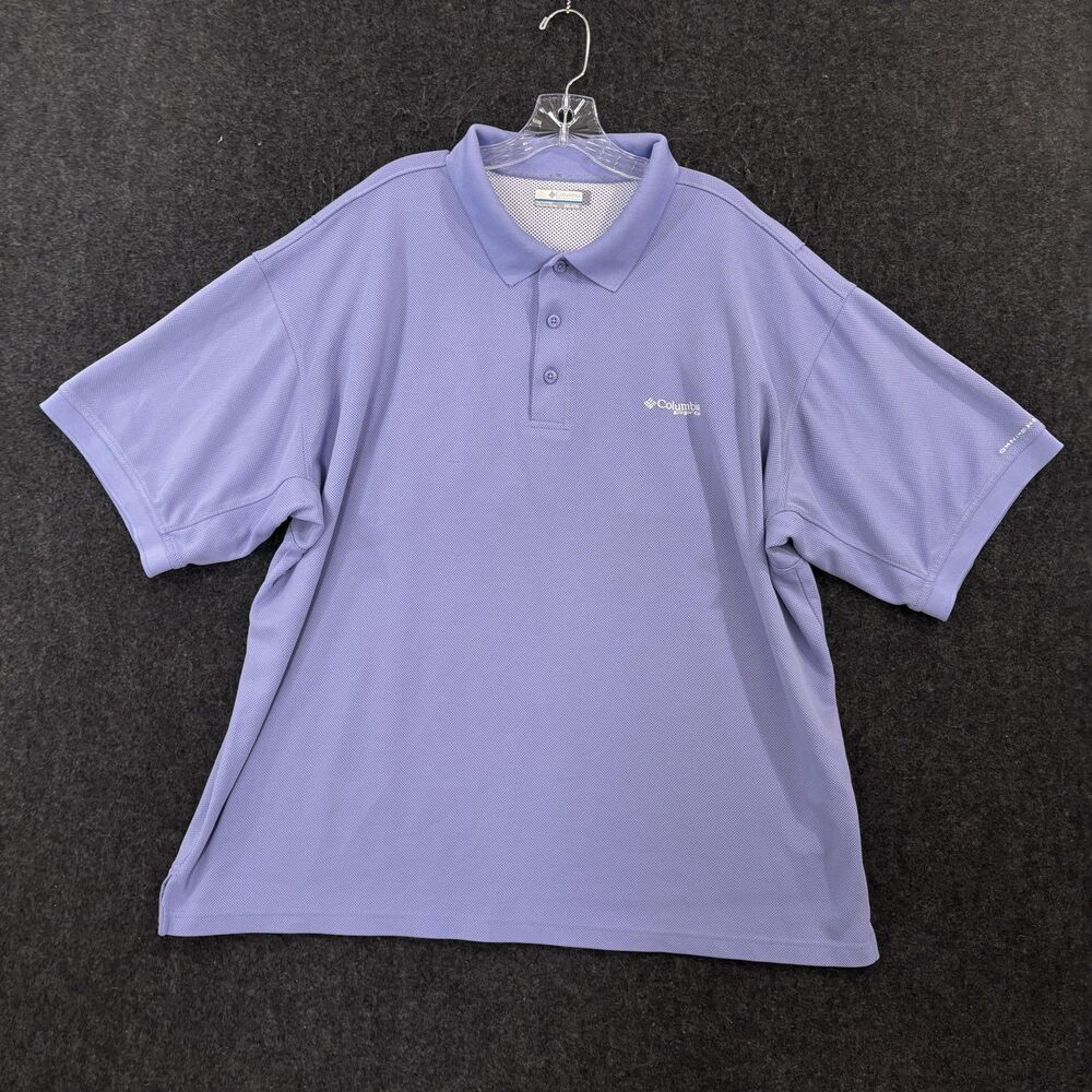 Columbia PFG Perfect Cast Polo Shirt Men's XXL Purple Omni-Shade Fishing Vented